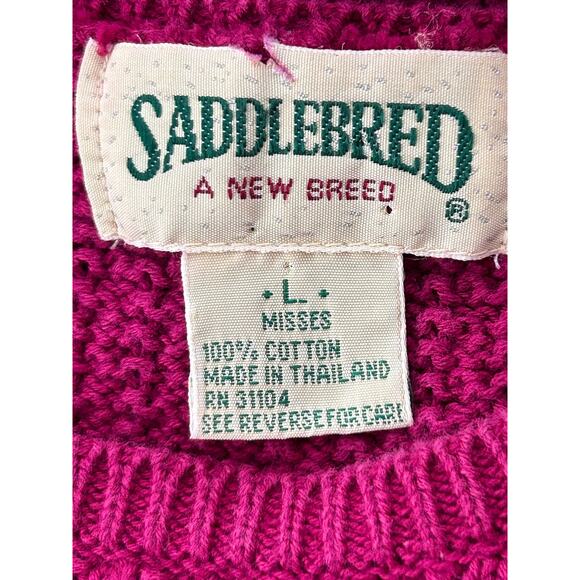 SADDLEBRED Women’s Fuchsia Textured Sweater Sz L - Picture 7 of 8